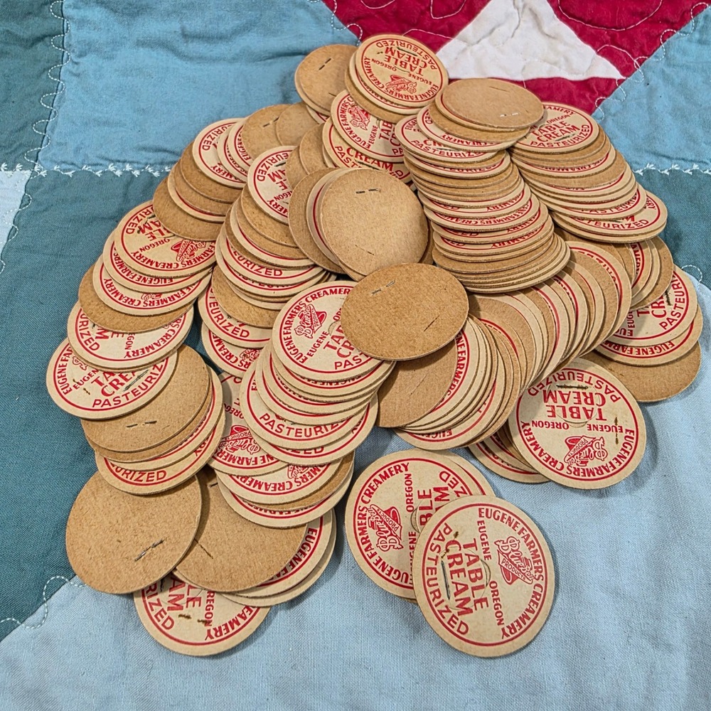 Eugene Farmers Creamery Milk Bottle Caps Bulk Lot 140+ Red Vintage Advertising